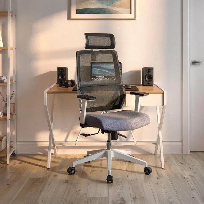 Fotel Biurowy Ergonomiczny Obrotowy NICKI Szary Nowoczesny