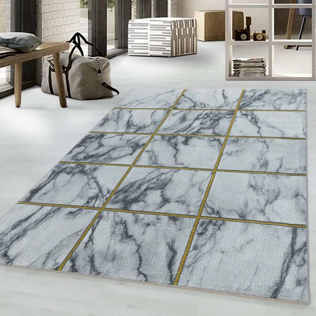 Dywan ekskluzywny Naxos marmur szaro-złoty 80 cm x 150 cm
