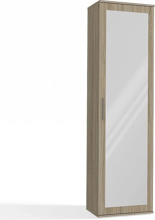 Szafa Duo | Dąb Sonoma|  Nowoczesna Szafa z lustrem | 50x35x180 cm | Przedpokój