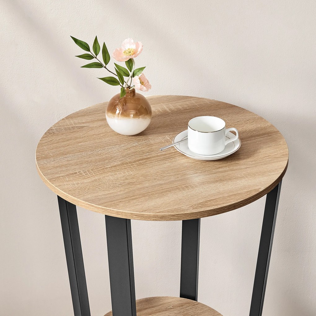 Stolik Okrągły z Półką - sonoma - LET057B11