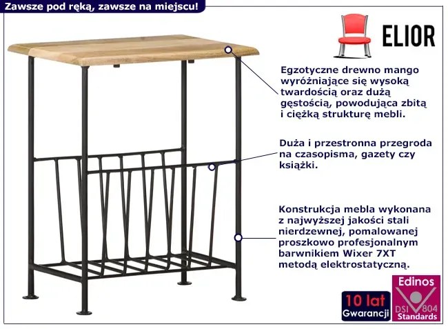 Loftowy stojak na gazety z drewna mango E6-K81