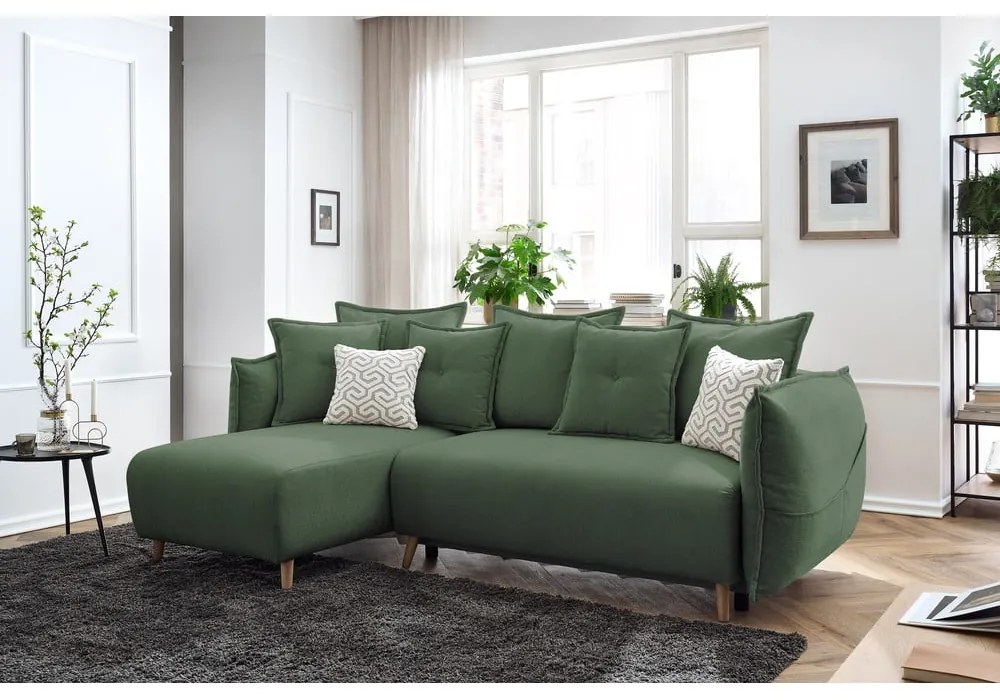 Zielony rozkładany narożnik (róg zmienny) Nessa – Bobochic Paris