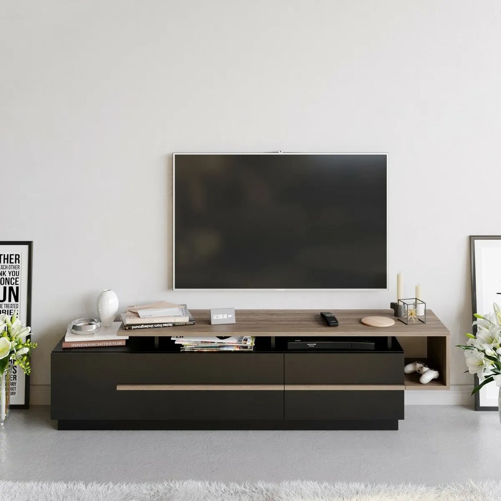 Stolik pod telewizor Pia Black and Walnut