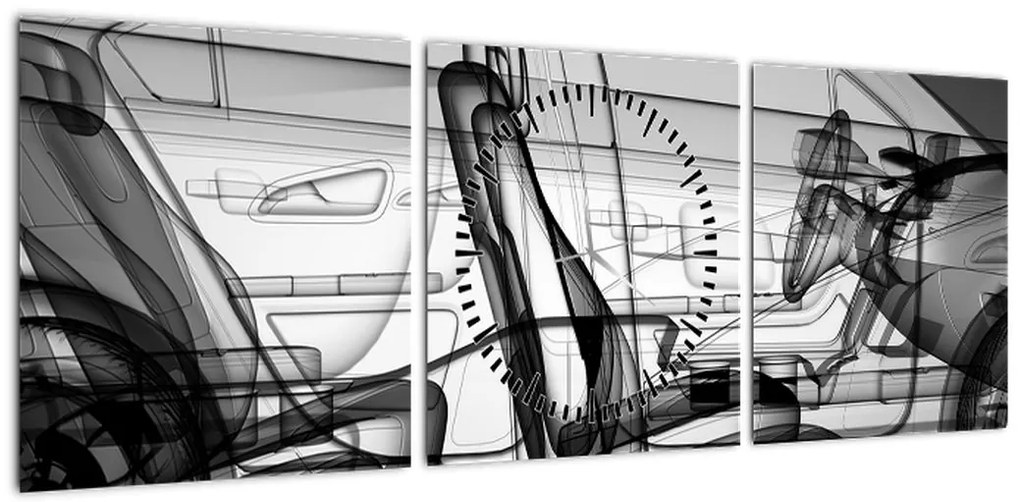 Obraz - Model samochodu 3D (z zegarem) (90x30 cm)