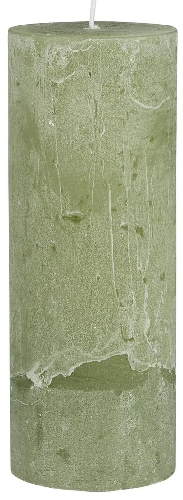 IB Laursen Świeca okrągła RUSTIC GREEN TEA 18 cm w kolorze zielonym