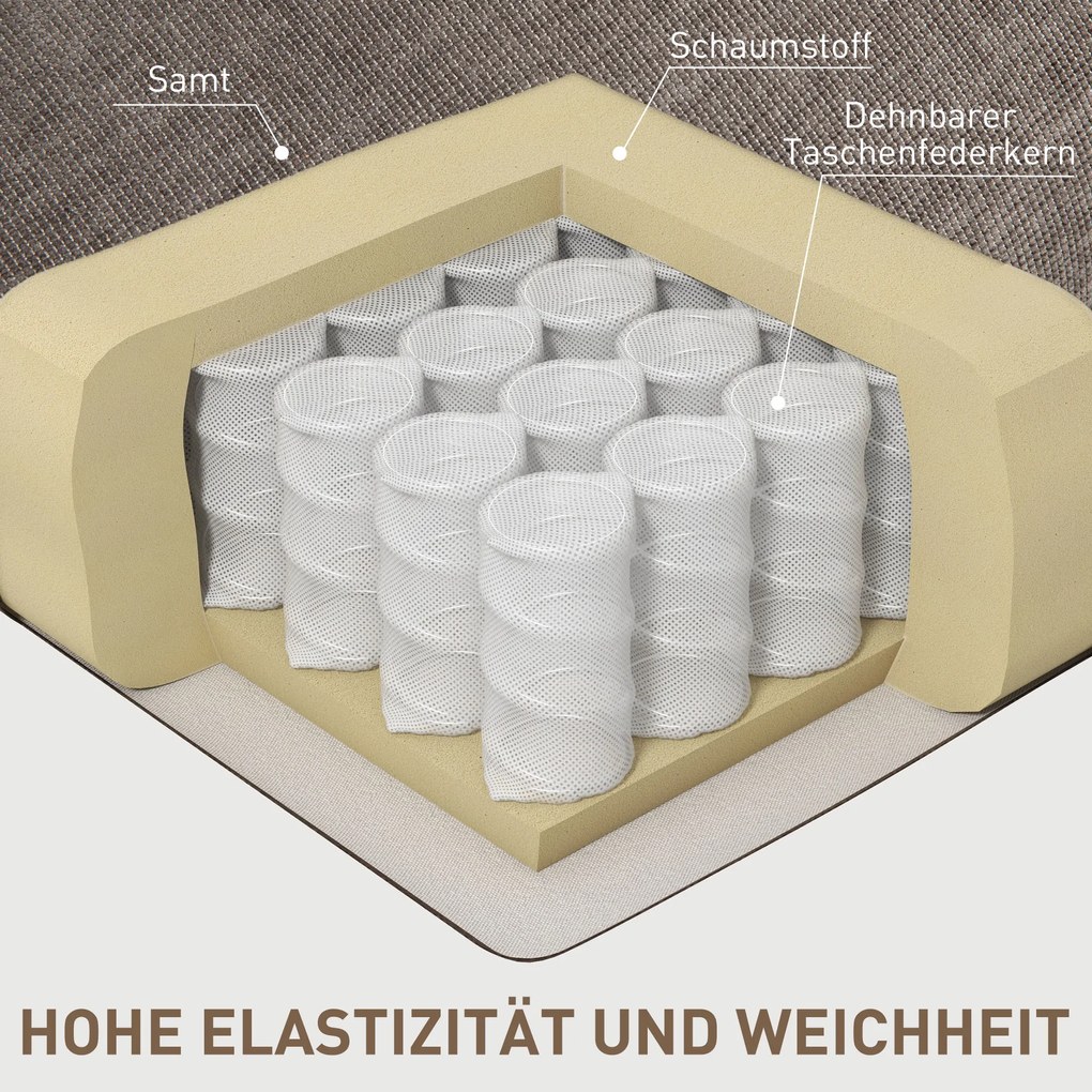 HOMCOM Fotel Relaksacyjny z Podnóżkiem, Leżak, Obrotowy, do 150 kg, Konstrukcja Stalowa, 88x96x108cm, Jasnobrązowy