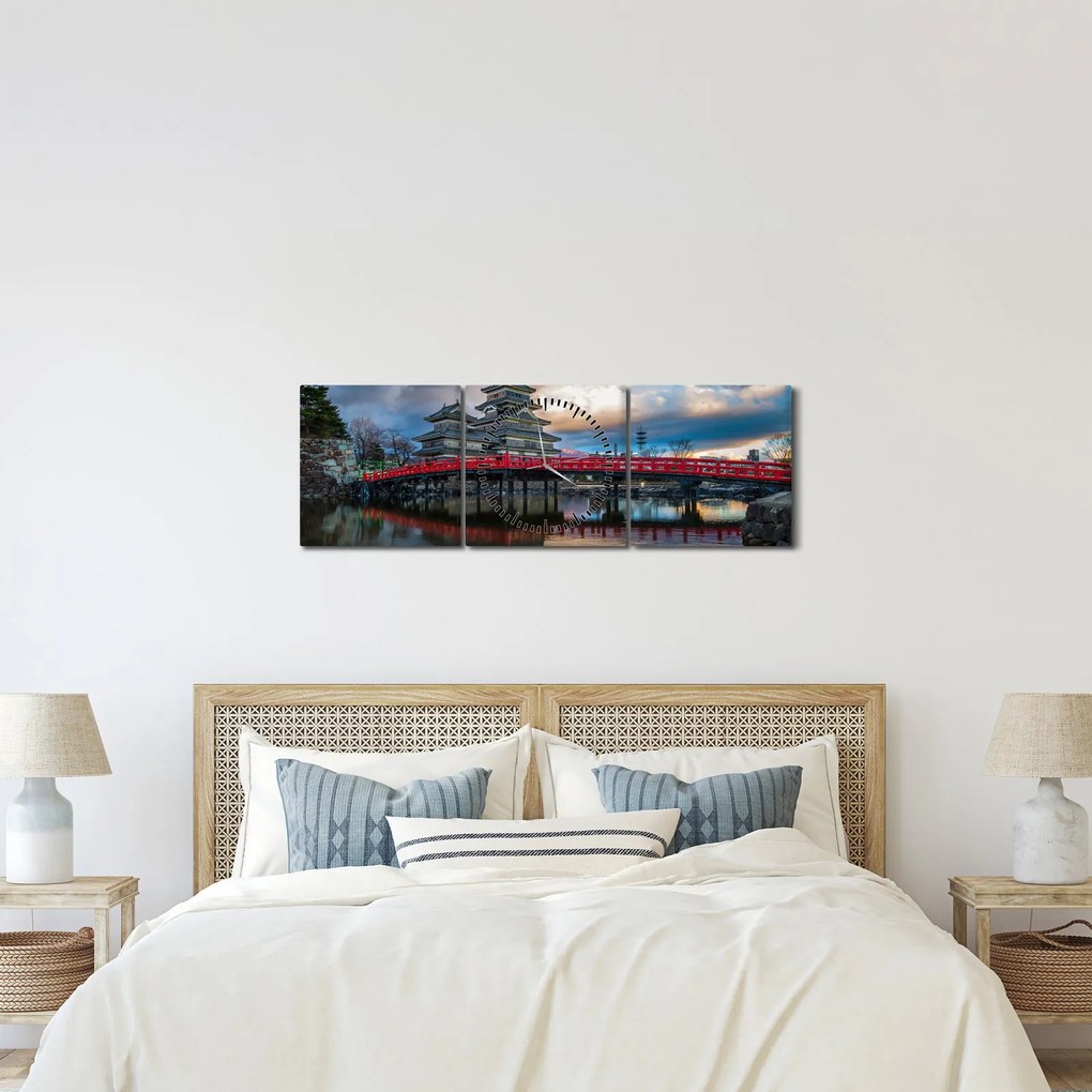 Obraz - Japonia (z zegarem) (90x30 cm)