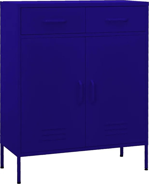 Szafa magazynowa ze stali granatowa 80x35x101,5 cm z 2 szufladami na łożyskach kulkowych i regulowaną półką