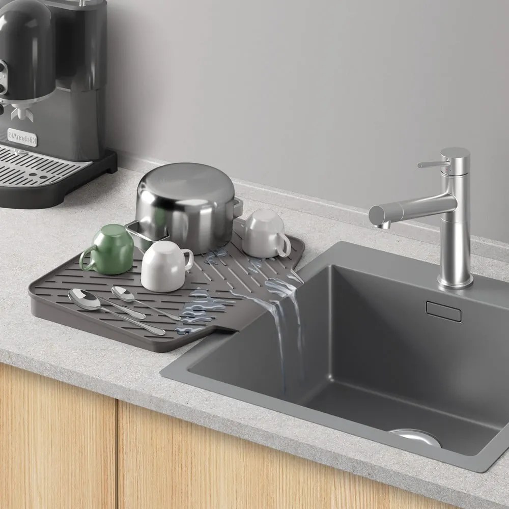 Szara plastikowa podkładka do naczyń 40x33 cm Gravity – Metaltex