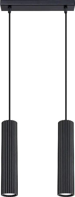 Lampa Wisząca Minimalistyczny Karbon, Aluminium - 2 Źródło - L.30 X H.90 Cm - Czarny