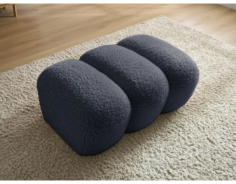 Ciemnoszary podnóżek z materiału bouclé Hippolyte – Bobochic Paris