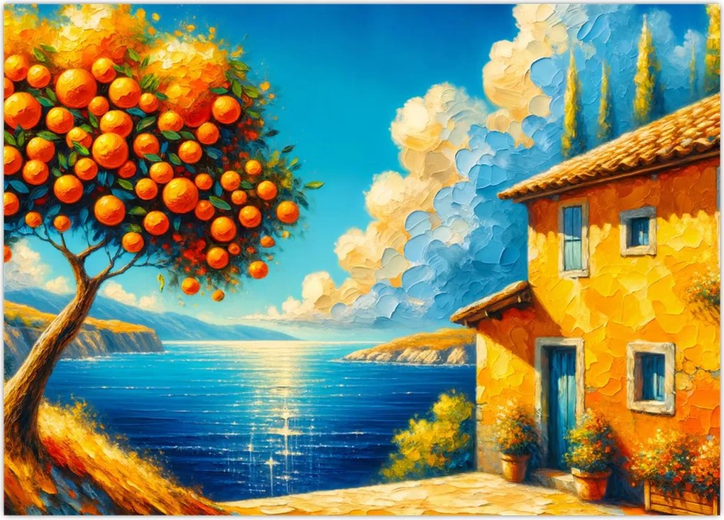 Obraz na szkle - Dom z pomarańczami II. (70x50 cm)