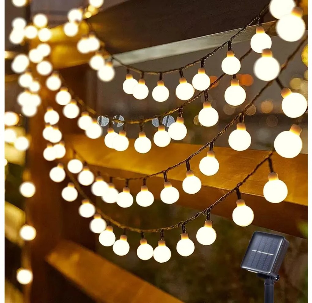 Brilagi - solarny dekoracyjny łańcuch LED BUBBLE 200xLED/8 funkcji 20 m IP65 ciepła biała