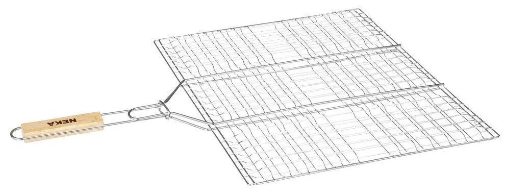 Kratka do grillowania ze stali chromowanej, drewniana rączka