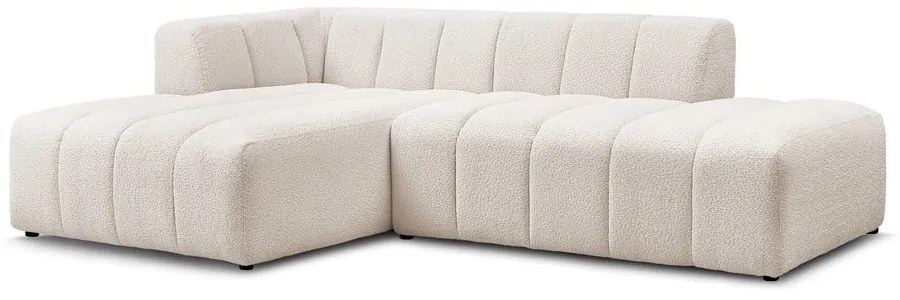 Biały narożnik z materiału bouclé (lewostronny/z szezlongiem) Annecy – Bobochic Paris