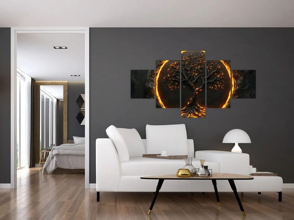Obraz – Drzewo życia w lawie II. (125x70 cm)