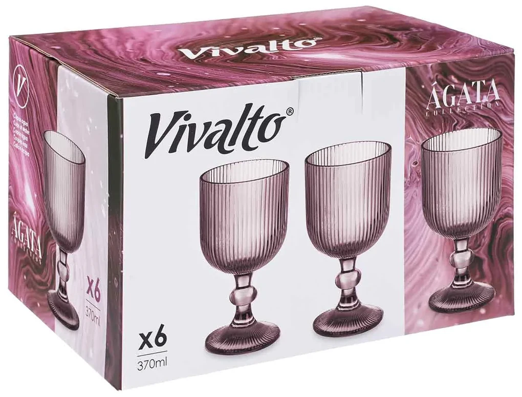 Zestaw kieliszków do wina LINES z ryflowanego szkła, 6 sztuk, 260 ml