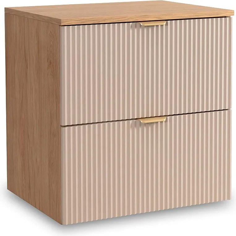 Szafka pod umywalkę WENA, ryflowane fronty, Willy, 60x60x47 cm, Kaszmir/Orzech