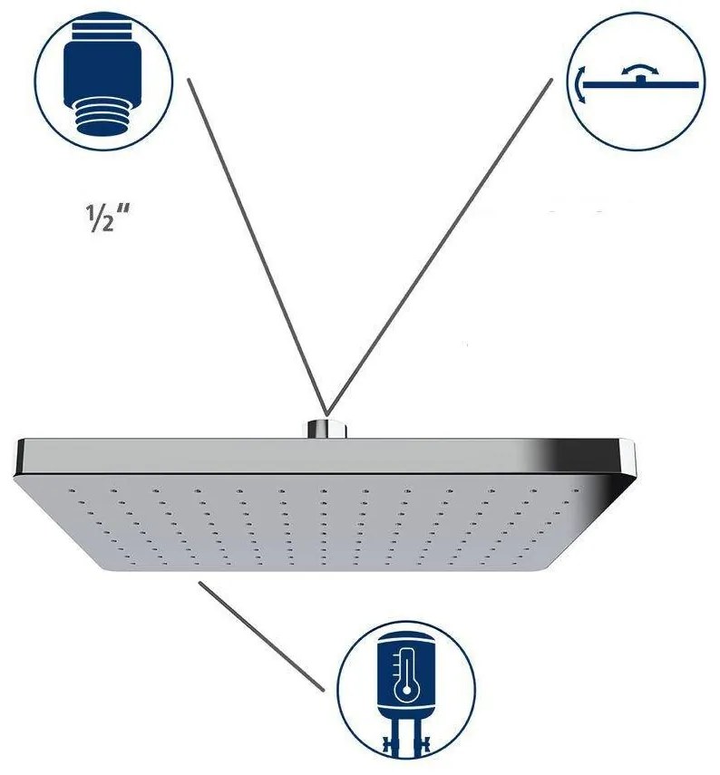 Deszczownica sufitowa kwadratowa, 250 x 170 mm, WENKO