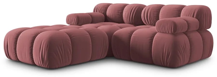 Różowy aksamitny narożnik Bellis – Micadoni Home