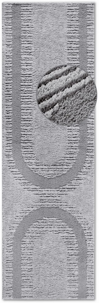 Dywan nowoczesny 3D Elle Collection Gallery Geometryczny szary 80 cm x 240 cm