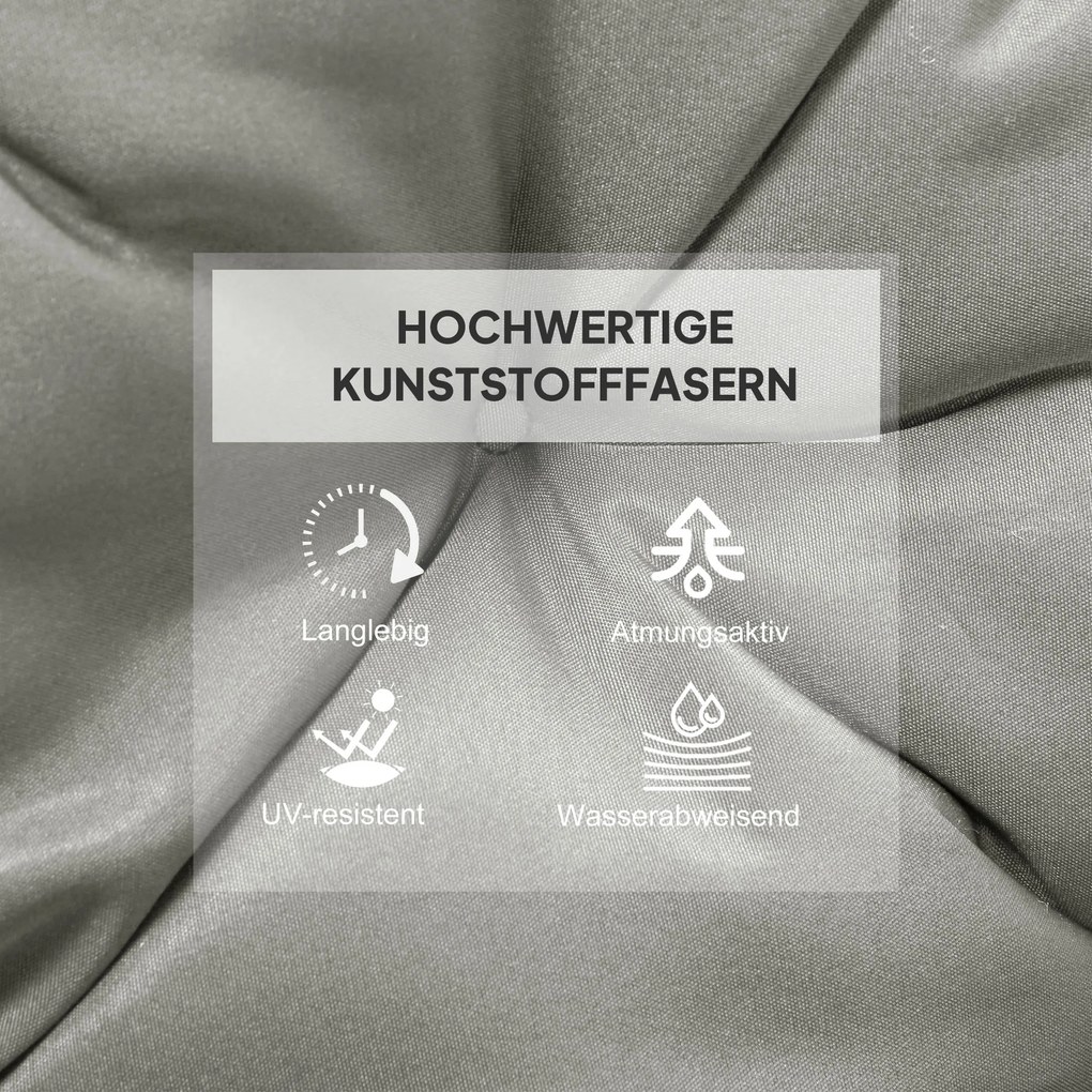 Outsunny Zestaw 2 poduszek na siedzisko, 98 x 50 cm poduszki na krzesła z taśmami, pokrowiec materiałowy, 8cm grubości jasnoszary | Aosom PL