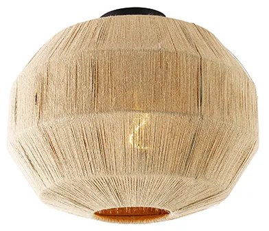 Orientalna lampa sufitowa czarna ze sznurkiem - Riki