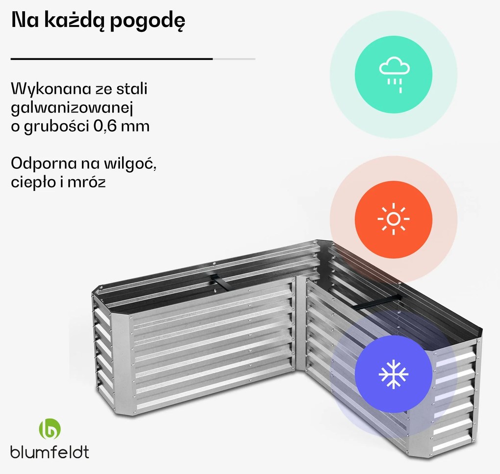 Blumfeldt Flexgrow 160x160x60 cm Skrzynia na warzywa Srebrny
