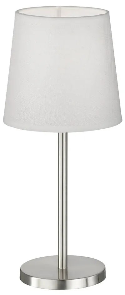 Lampa stołowa w biało-srebrnym kolorze z tekstylnym kloszem (wysokość 30 cm) Eve – Fischer &amp; Honsel