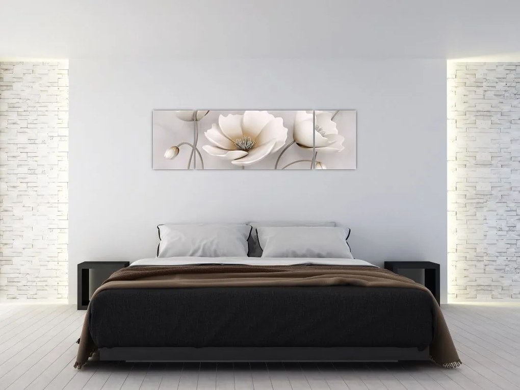 Obraz białych kwiatów (170x50 cm)