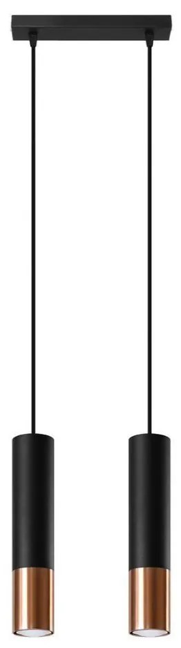 Sollux SL.0947 - Żyrandol na lince LOOPEZ 2xGU10/10W/230V czarny/miedź