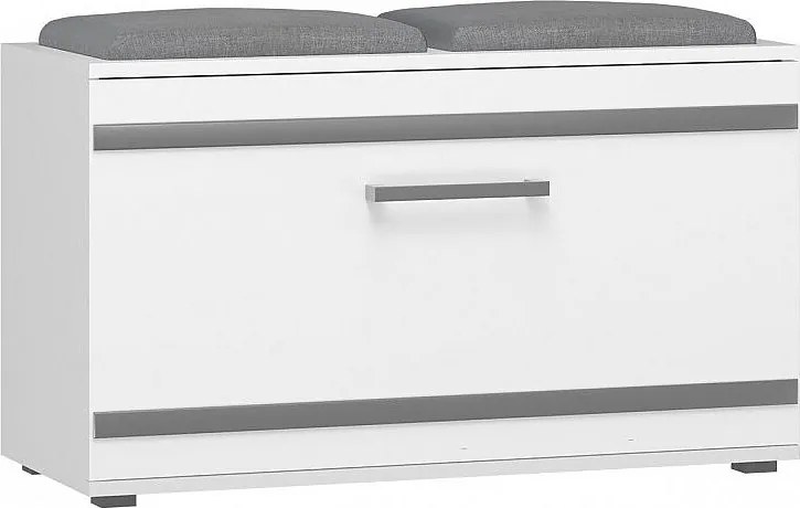 Szafka Opal | Biała | 85x35x45 cm | Szafka na buty z siedziskiem