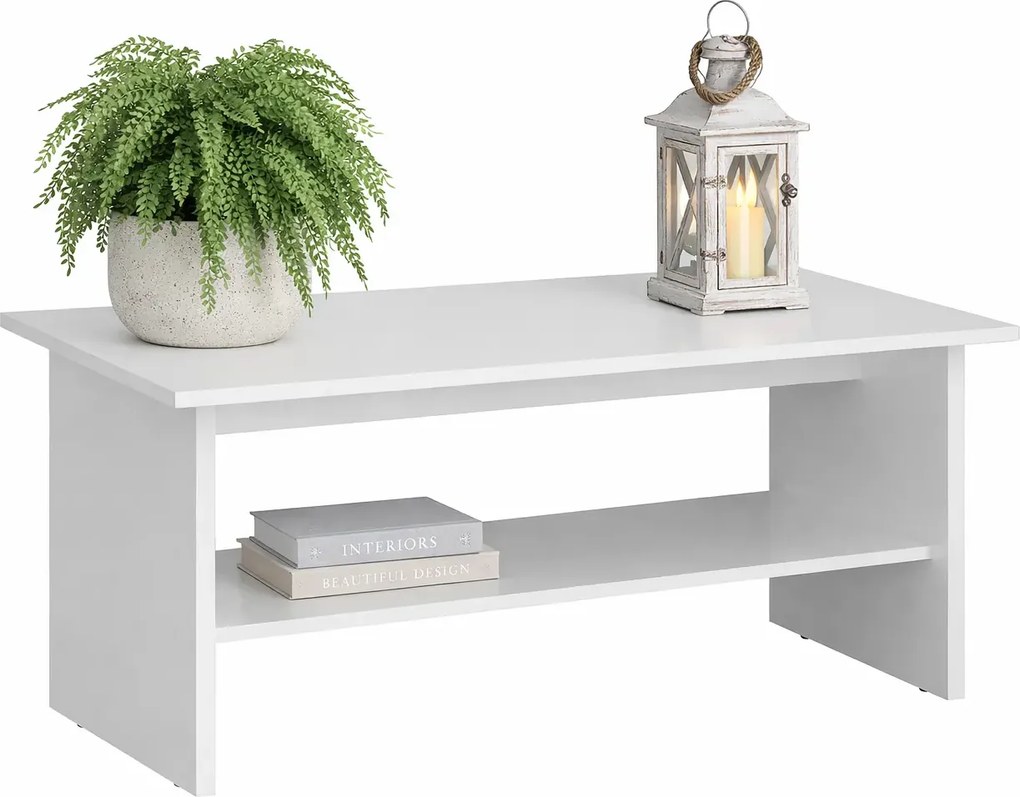 Biała ława skandynawska z półką F1-B47