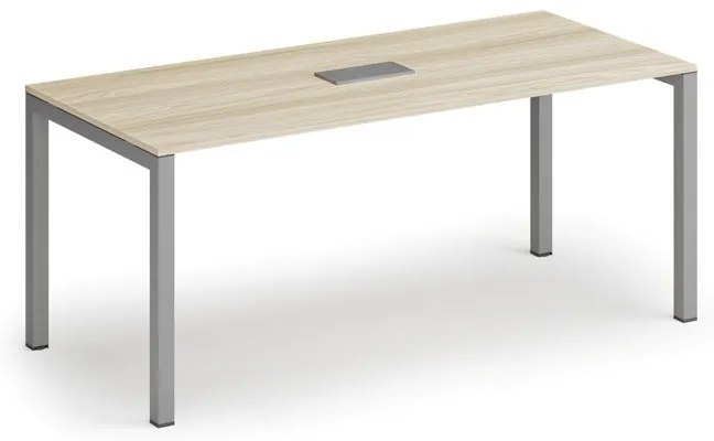 Stół konferencyjny PRIMO SQUARE, 180x80 cm, dąb naturalny + port blatowy TYP VI, srebrny