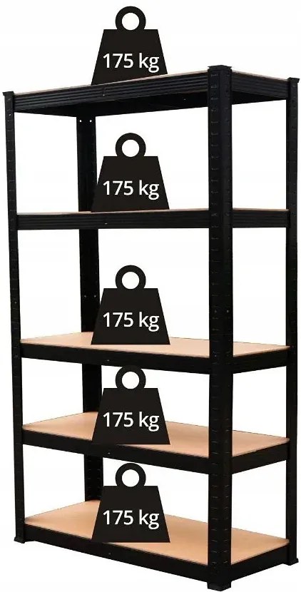 Czarny regał magazynowy 875 kg E4-B47