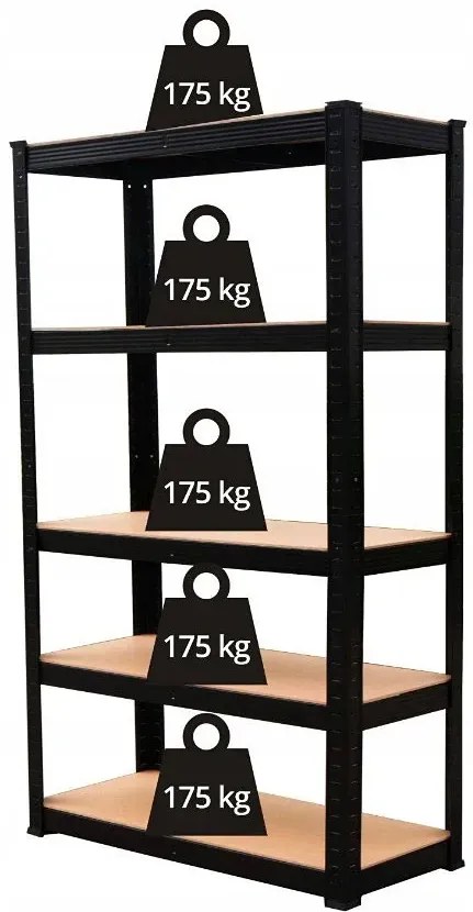 Czarny regał magazynowy 875 kg - Endo