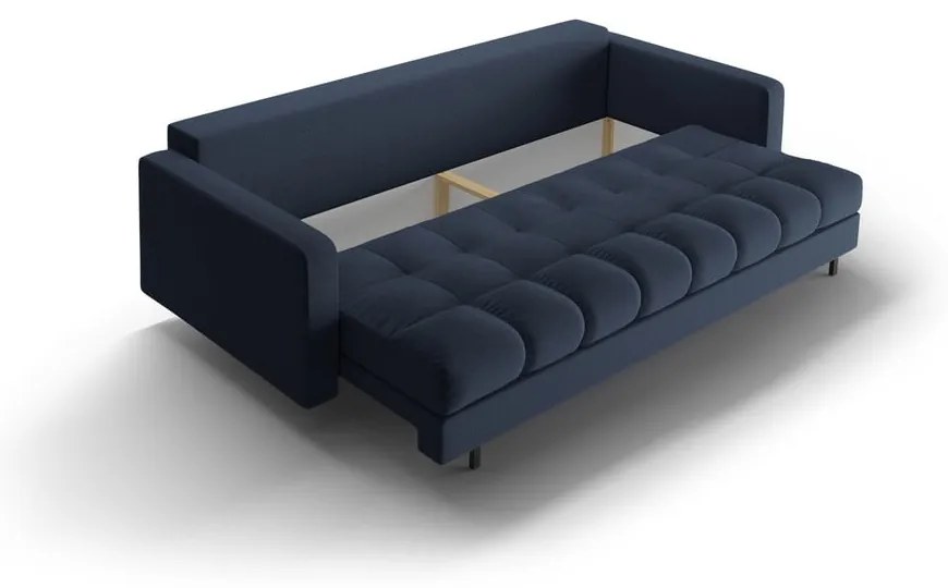 Ciemnoniebieska rozkładana sofa ze schowkiem 222 cm Bali – Cosmopolitan Design