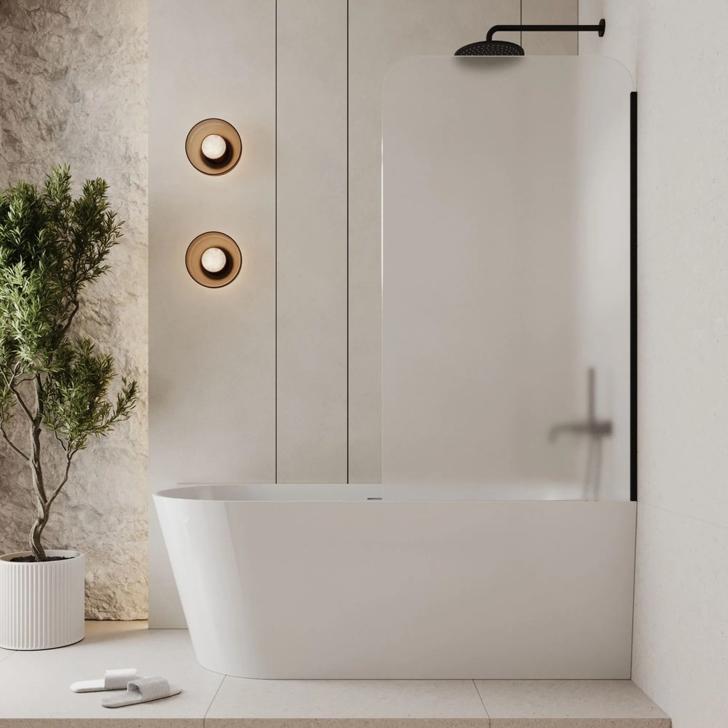 Parawan nawannowy półokrągły MOLIS Square Satin szkło satynowe matowe | Różne rozmiary : Kolor profili kabiny - czarny, Rozmiar - 80x140 cm