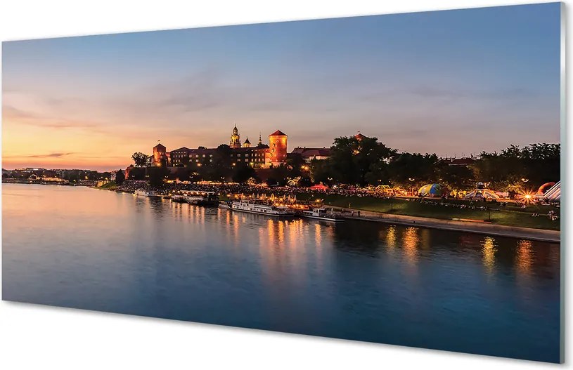 Panel Szklany Zachód Słońca nad Zamkiem na Wawelu
