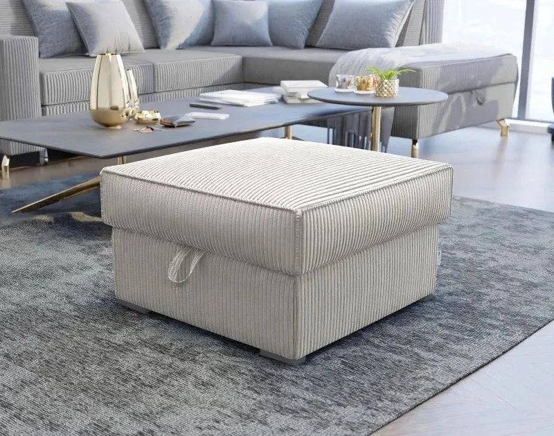 Kremowy taboret SMART COSARO z miejscem do przechowywania 65x65 cm