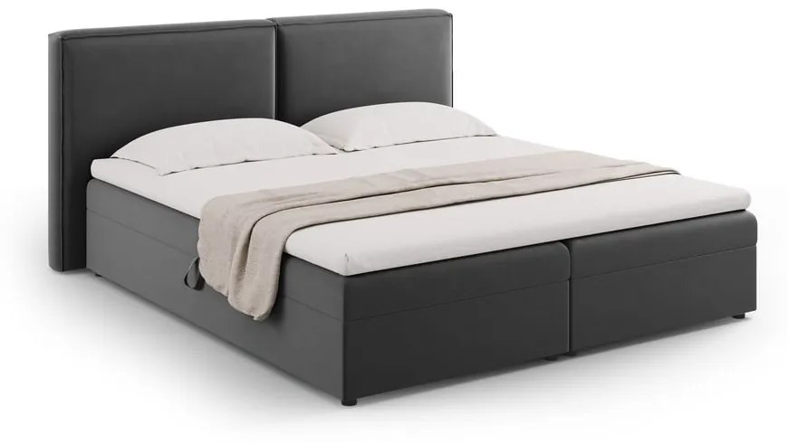 Ciemnoszare łóżko boxspring ze schowkiem 160x200 cm Arendal – Cosmopolitan Design