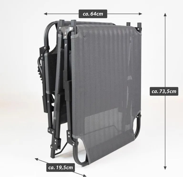 Składany leżak z poduszką, szary, wymiary: 189 x 63 x 34 cm.