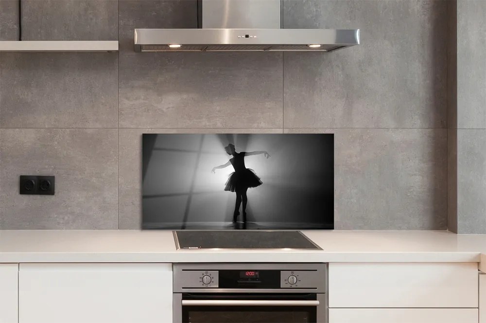 Panel szklany do Kuchni Portret Baletnicy na Szarym Tle