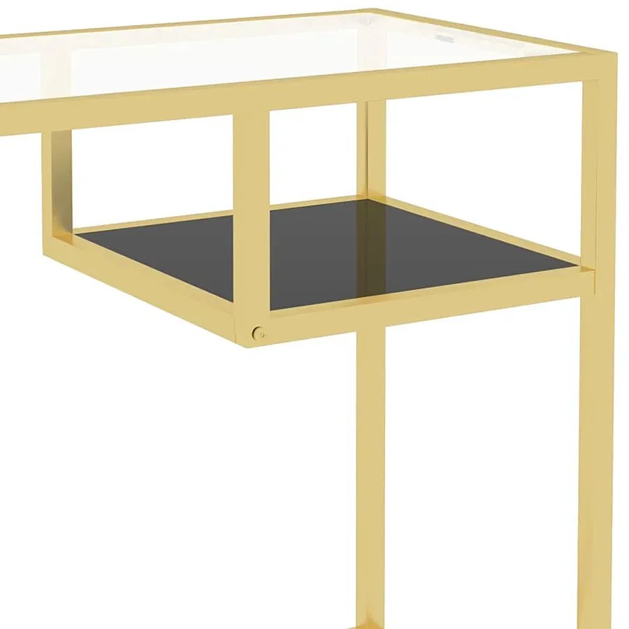Szklane biurko glamour ze złotym stelażem 100 cm - Gigrox
