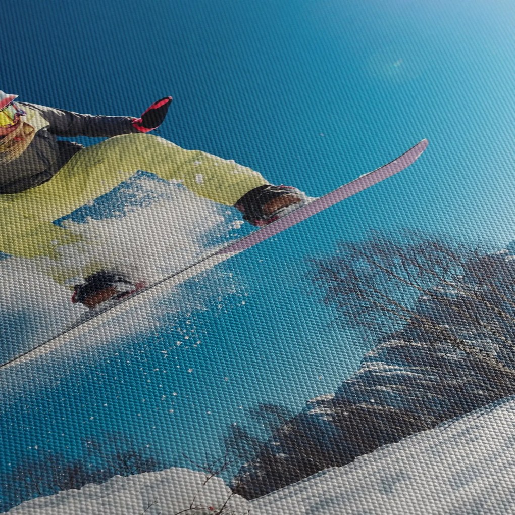 Obraz - Snowboardzista (z zegarem) (90x30 cm)