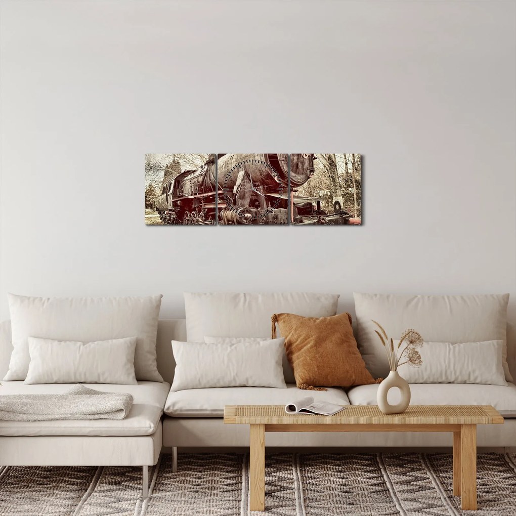 Historyczny wizerunek lokomotywy (z zegarem) (90x30 cm)