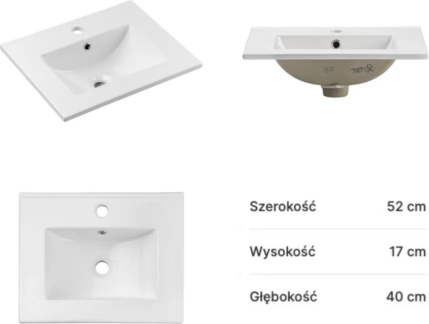 Szafka 2-drzwiowa z umywalką wpuszczaną Nova 50 cm, dąb coast evoke