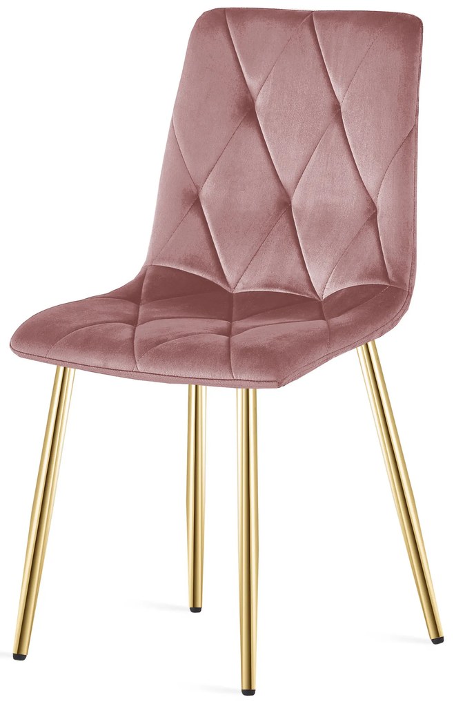 Różowe krzesło do kuchni LIBRA aksamitne ze złotymi nogami