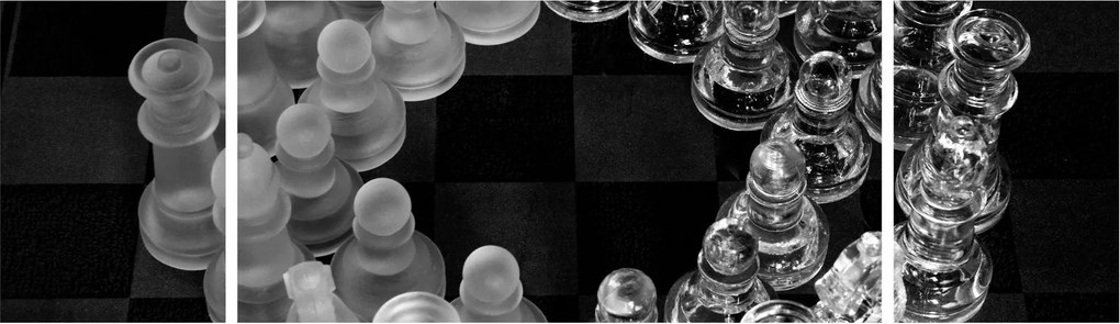 Obraz - czarno - białe szachy (170x50 cm)