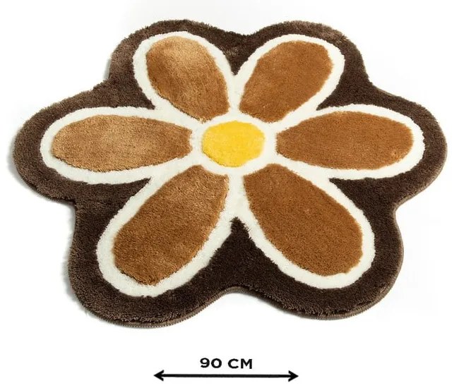 Brązowy dywanik łazienkowy ø 90 cm Flower – Foutastic